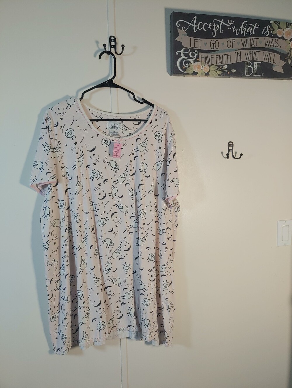 Basic Addition 3x Short Sleeve Adorable Sheep Pink Nightgown